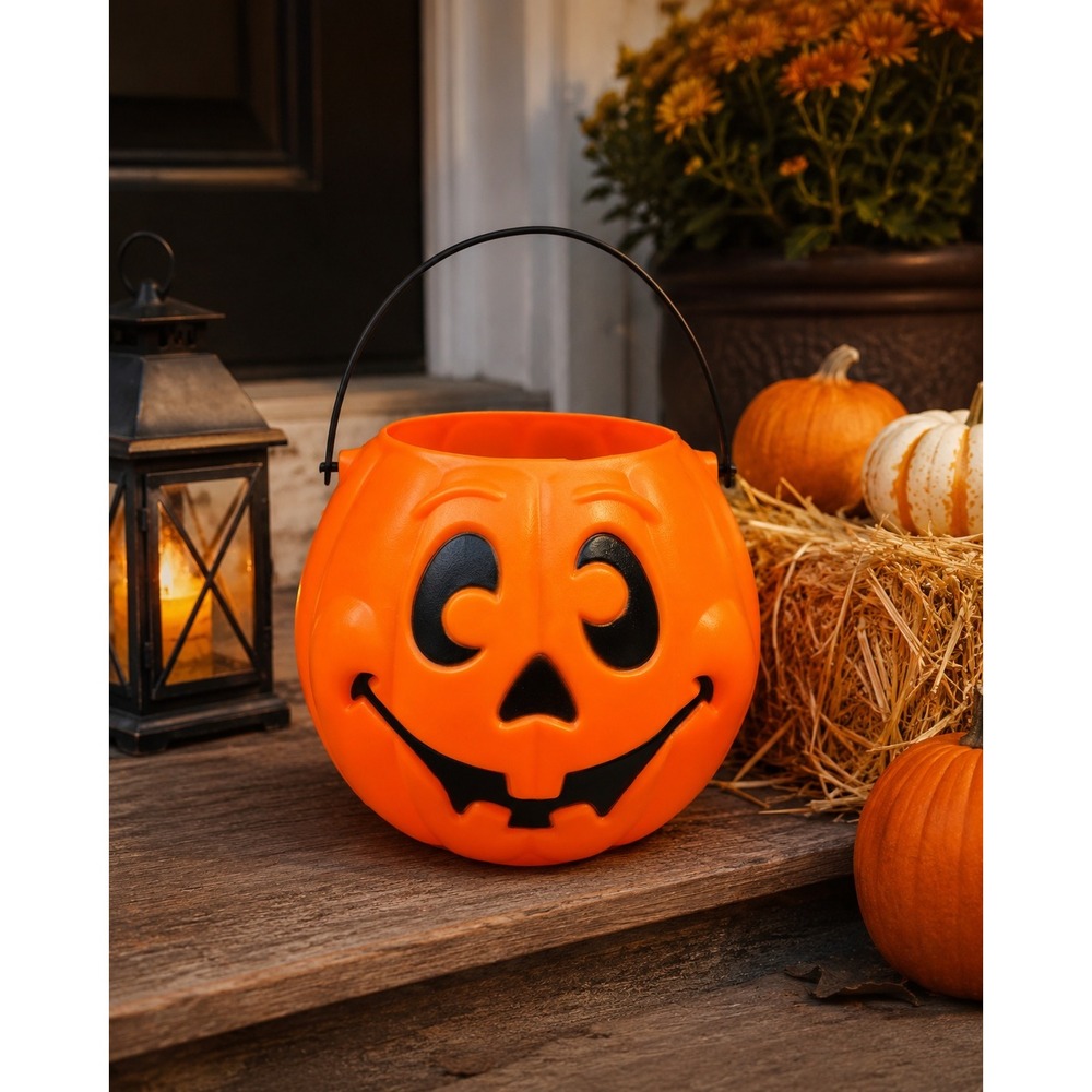 Vintage 1997 Grand Venture Pumpkin Pail Blow Mold Jack O Lantern USA Halloween